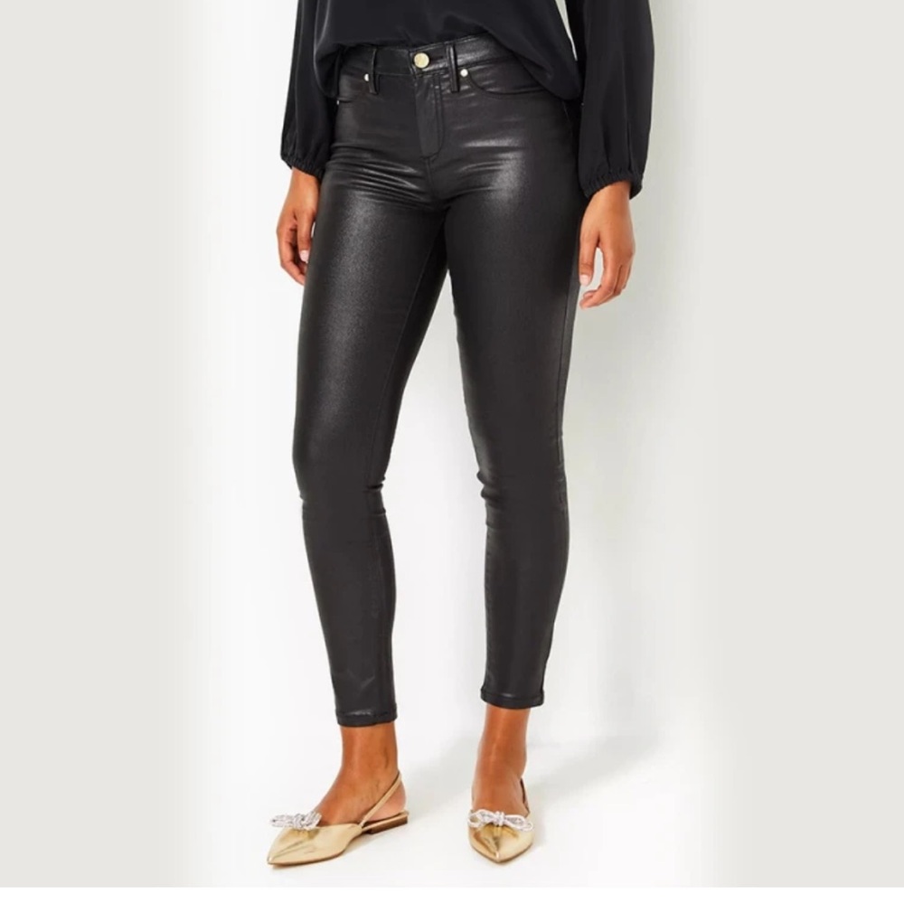 LILLY PULITZER 29” EAGEN HIGH RISE BLACK COATED JEAN SIZE 12